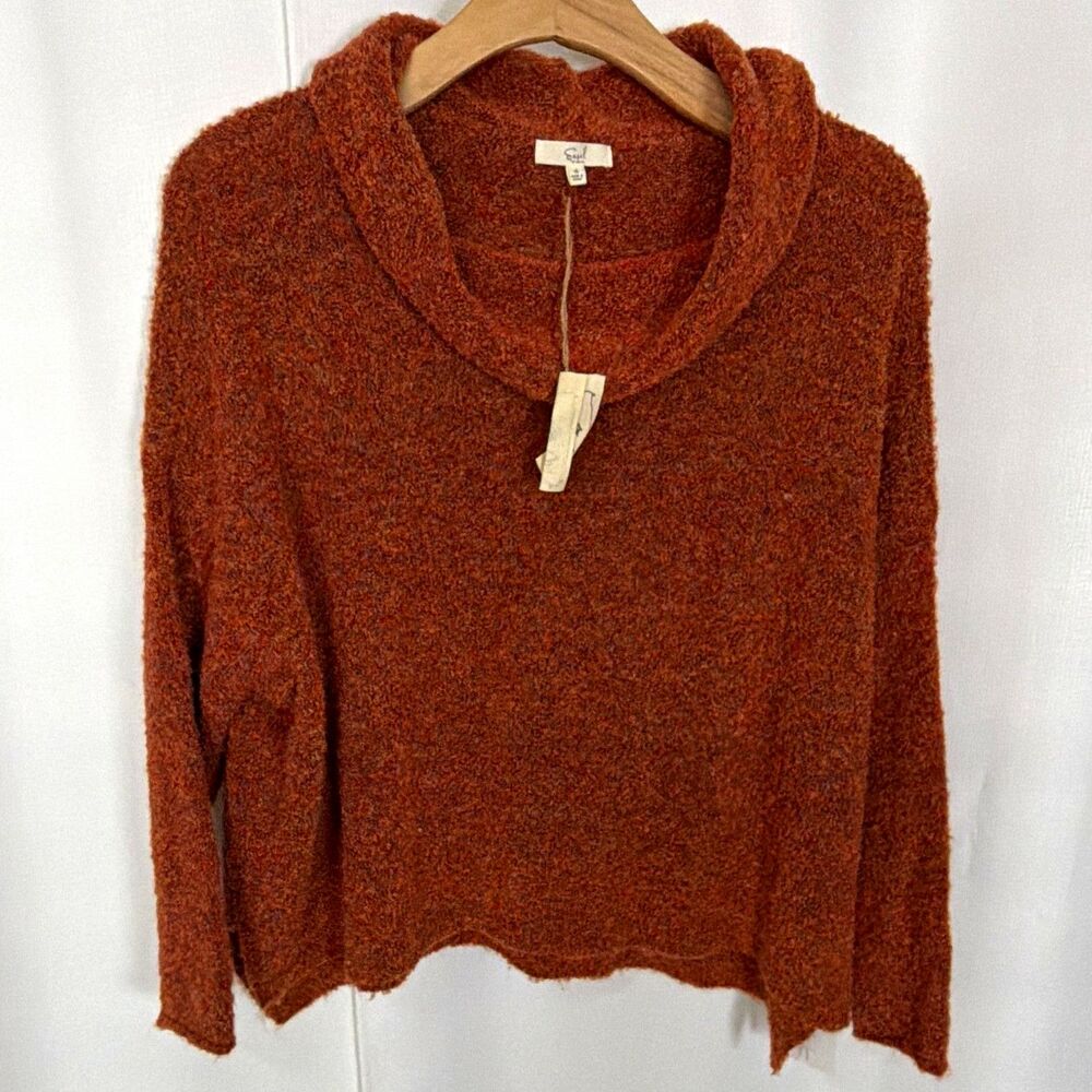 NWT Easel Women’s S Rust Textured Knit Cowl Neck Pullover Sweater Long Sleeve